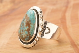 Native American Jewelry Genuine Number 8 Mine Turquoise Ring